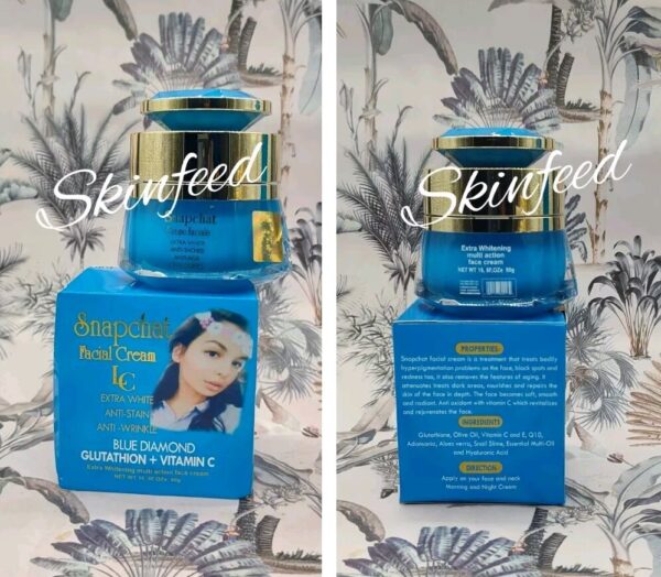 4pc. Lait snapchat Diamant blue lotion, serum  exfoliating soap & Face Cream.👌