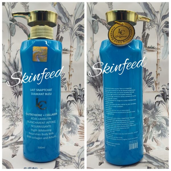 4pc. Lait snapchat Diamant blue lotion, serum  exfoliating soap & Face Cream.👌