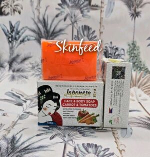 X 2 Japonesa Face & Body Soap. Carrot & Tomatoes Exfoliating Whitening