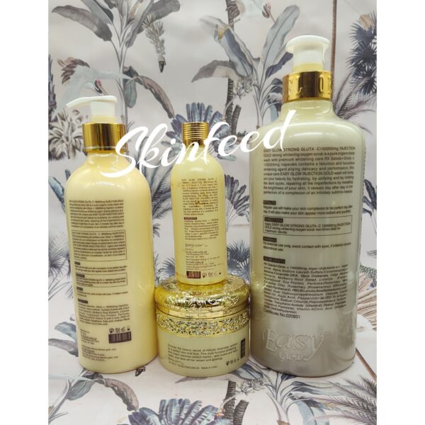 4pcs Easy Glow Gold Shower Gel, Body Lotion, Serum & Face Cream👌