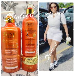 easy glow Carrot & Glupa Toning Body Milk & Face Cream + Carrot Shower Gel