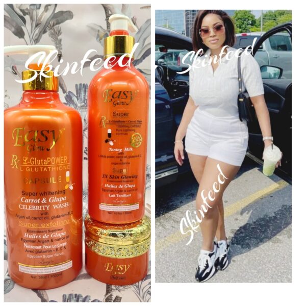 easy glow Carrot & Glupa Toning Body Milk & Face Cream + Carrot Shower Gel