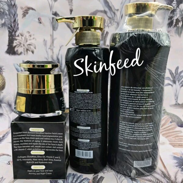 3pc. Lait snaptchat  Diamant noir Set. Lotion, Body Wash & Face Cream AUTHENTIC