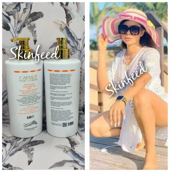 2X Carrot Magic Exclusive Whitening Face &Body Milk Lotion. 60SPF. 500ml x2