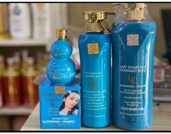 LAIT SNAPCHAT DIAMOND BLEU LIGHTENING BODY LOTION + SHO + FACE CREAM & Oil