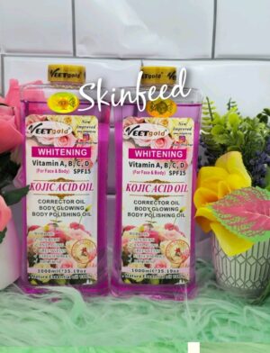 Veet Gold Kojic Acid Face Body Corrector Oil 1000ml X2 Bottle