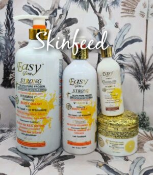 4pc Easy Glow Glutathion Vit. C WHITENING body Milk Shower Gel & SERUM Face Crea