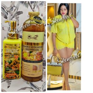 Soft 7 Tumeric & Honey Whitening & Glowing Lotion & Shower Gel Body Repair.