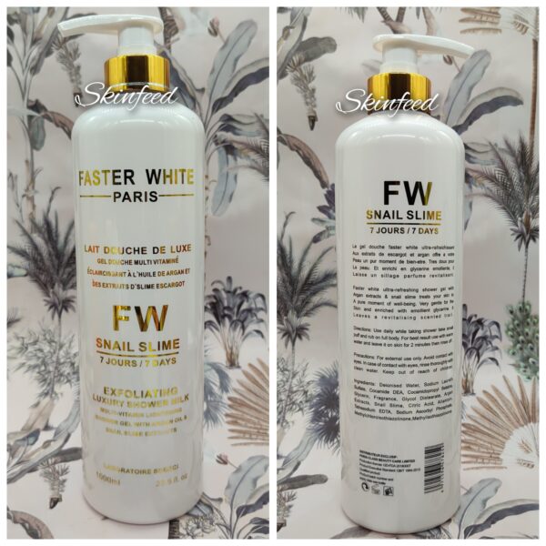 2pcs FASTER WHITE Paris SNAIL [SLIME] Super Whitening Body Lotion & Shower Gel