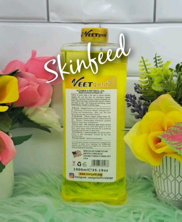 veet gold Retinol Face body corrector oil 1000ml  Vitamin A Anti Aging & Wrinkle