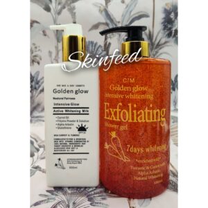 Golden Glow Body Milk 500ml Natural Fairness Active Whitening Lotion + Shower Ge