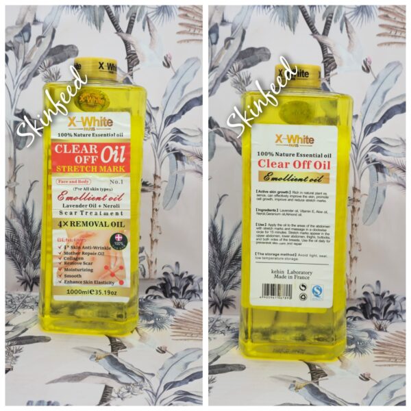 X1 X-White Paris Clear All Stretch Mark Whitening Glowing Face&Body Oil   1000ML