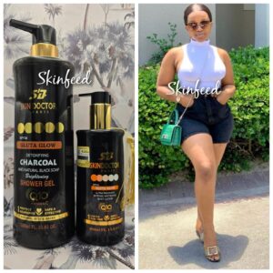 Skin DOCTOR PARIS Gluta Glow Charcoal Brightening Shower Gel 1000ml +Lotion 400m