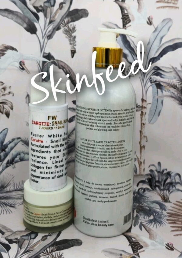 FASTER WHITE Paris CAROTTE Serum & Body  Lotion Skin Lightening 500ml👌