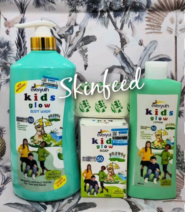 EVER-YUTH  Kids & Teens Natural Skin Glow Fairness  Lotion, Shower Gel & Soap X1