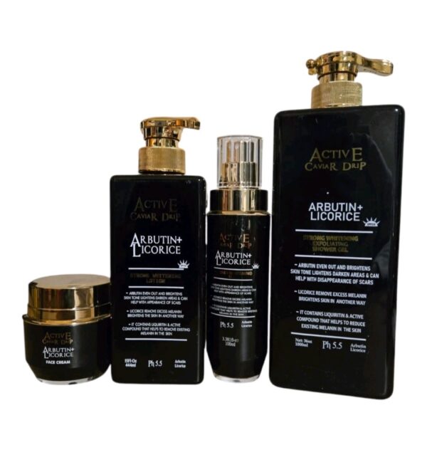 Active caviar drip Arbutin Licorice Lotion, Oil, face Cream and Shower Gel