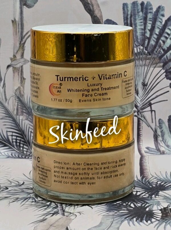 X 2 Jar. Clear ALL Turmeric + Vit.C Luxury Whitening Face Cream. 50g X 2
