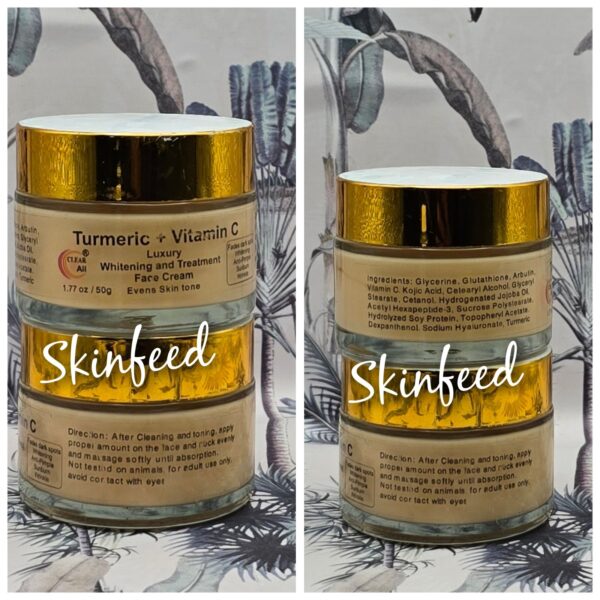 X 2 Jar. Clear ALL Turmeric + Vit.C Luxury Whitening Face Cream. 50g X 2