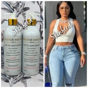 2 Bottle: FASTER WHITE Paris CAROTTE Body Lotion.. Skin Lightening 500ml X 1👌