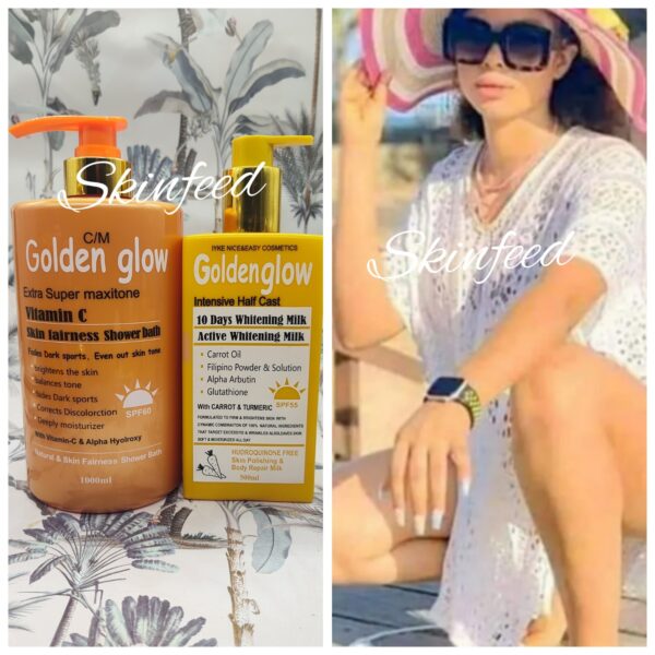 2pcGolden GLOW INTENSIVE Half C Whitening Shower Cream & Body LOTION