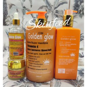 10-923.jpg 4 In 1 Set Golden Glow Caviar ,Vit.C Lotion + 1000ml Exfoliating shower Cream.