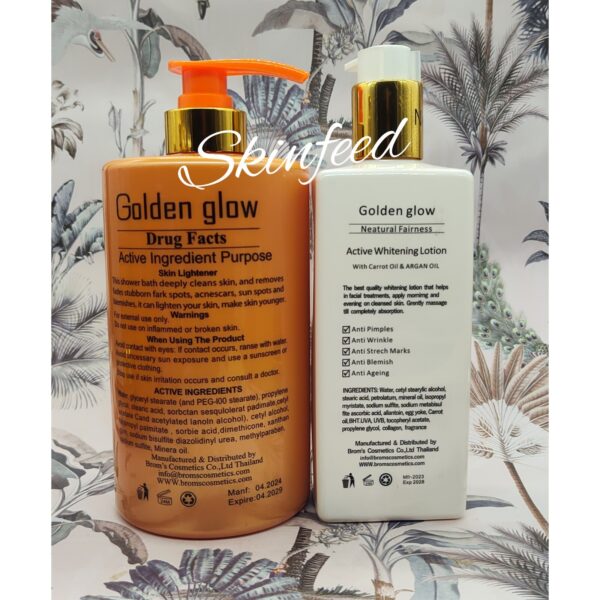 2 In 1 Set Golden Glow Caviar ,Vit.C Lotion + 1000ml Exfoliating shower Cream.